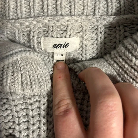 Aerie Light Gray Double Zipper Cardigan 100% Cotton Size L - Picture 2 of 6